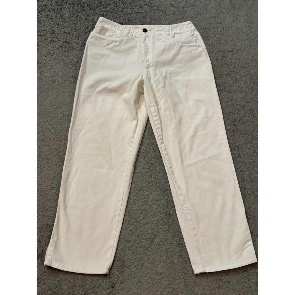 Talbots Womens White Denim Straight Leg High Rise Cotton Jeans Size 6 CA 23147